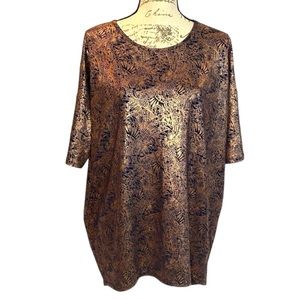 LulaRoe Metallic‎ Blouse Dressy Brocade Oversized Tunic Special Occasion